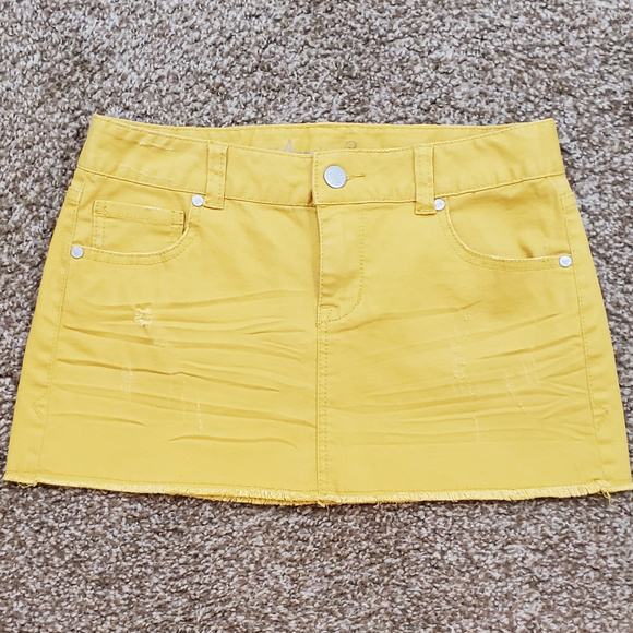 yellow jean skirts